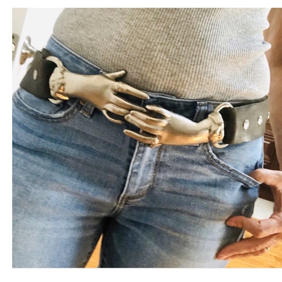 VNTG 70s Brass Belt Clasping Hands Georges Mailian - Picture 14 of 16